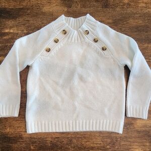 Copper Key White Sweater with Button Accents